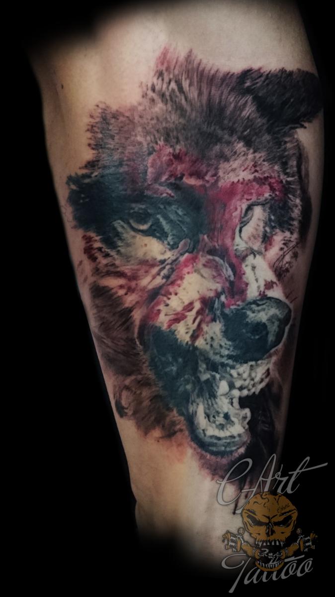 Carlo Fiedler Tattoo Studio C-Art Tattoo Leipzig Wolf Blood Black and Grey  – Tattoo & Lifestyle Leipzig